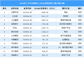 2024年深圳市上市企业营业收入排行榜（附榜单）