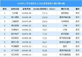 2024年武汉市上市企业营业收入排行榜（附榜单）