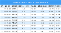 2024年上半年中國光學(xué)元件行業(yè)上市公司業(yè)績排行榜（附榜單）