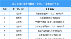 北京市第六批专精特新“小巨人”企业名单（图）
