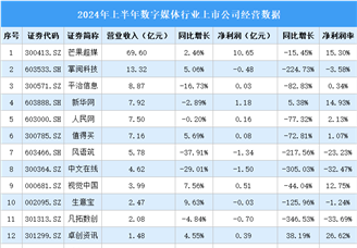 2024年上半年中国数字媒体行业上市公司业绩排行榜（附榜单）