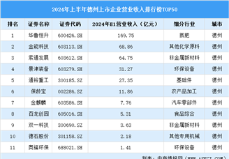 2024年上半年德州市上市公司营业收入排行榜（附榜单）