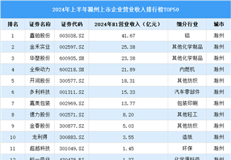 2024年上半年滁州市上市公司营业收入排行榜（附榜单）