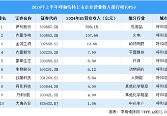 2024年上半年呼和浩特市上市企业营业收入排行榜（附榜单）