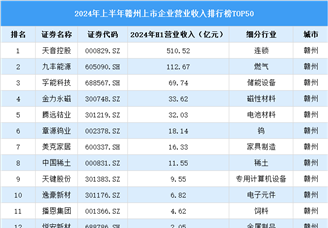 2024年上半年赣州市上市企业营业收入排行榜（附榜单）