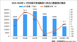 2024年1-7月中国自动数据处理设备出口数据统计分析：出口量同比增长0.3%