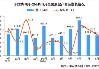 2024年8月全国原盐产量数据统计分析