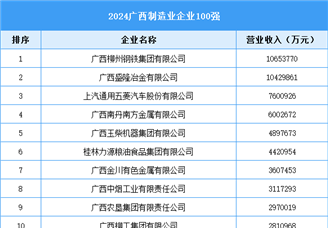 2024广西制造业企业100强（附榜单）