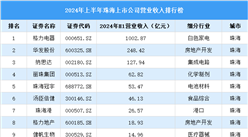 2024年上半年珠海市上市公司營業(yè)收入排行榜（附榜單）