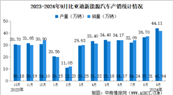 2024年9月比亞迪產(chǎn)銷情況：銷量同比增長(zhǎng)45.91%（圖）