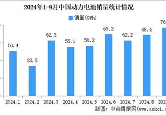 2024年9月中国动力电池产销情况：销量同比增长29.8%（图）