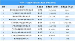 【产业投资聚焦点】2024年1-9月惠州市制造业土地投资50强企业汇总情况