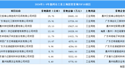 2024年1-9月惠州市十大工业土地投资项目拿地面积逾120公顷（图）