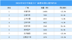 2024年9月中國皮卡廠商銷量排行榜TOP10（附榜單）