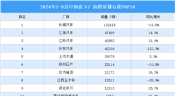 2024年1-9月中國皮卡廠商銷量排行榜TOP10（附榜單）