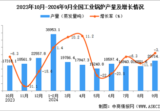 2024年9月全国工业锅炉产量数据统计分析