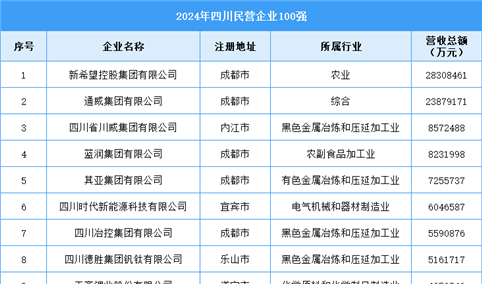 2024年四川民营企业100强