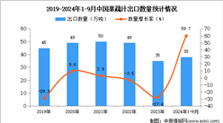 2024年1-9月中国果蔬汁出口数据统计分析：出口量同比增长59.7%