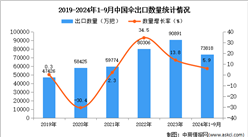 2024年1-9月中国伞出口数据统计分析：出口量同比增长5.9%