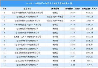 产业投资聚焦 | 2024年1-10月盐城市制造业土地投资50强企业汇总