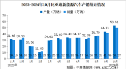 2024年10月比亚迪产销情况：销量同比增长66.53%（图）