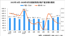 2024年9月全国家用洗衣机产量数据统计分析