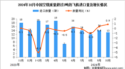 2024年10月中國(guó)空載重量超過2噸的飛機(jī)進(jìn)口數(shù)據(jù)統(tǒng)計(jì)分析：進(jìn)口量13架