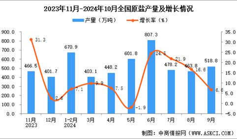 2024年10月全国原盐产量数据统计分析