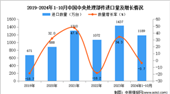 2024年1-10月中国中央处理部件进口数据统计分析：进口量同比下降3.7%