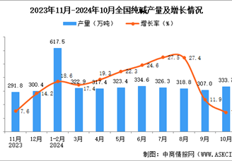 2024年10月全国纯碱产量数据统计分析