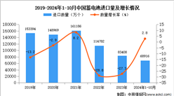 2024年1-10月中国蓄电池进口数据统计分析：进口量同比增长2.8%