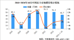 2024年10月中国皮卡销量情况：出口量同比增长63%（图）