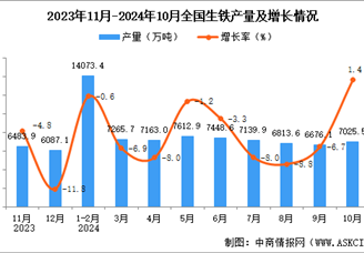 2024年10月全国生铁产量数据统计分析