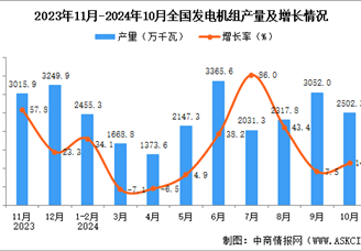 2024年10月全国发电机组产量数据统计分析