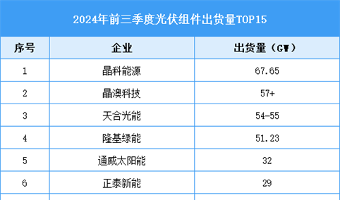 2024年前三季度中国光伏组件企业出货量排行及行业发展前景分析（图）