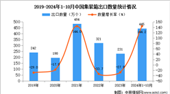 2024年1-10月中国集装箱出口数据统计分析：出口量同比增长144.2%