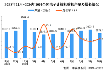 2024年10月全国电子计算机整机产量数据统计分析