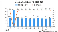 2024年11月中國肉類進(jìn)口數(shù)據(jù)統(tǒng)計分析：進(jìn)口量58.1萬噸