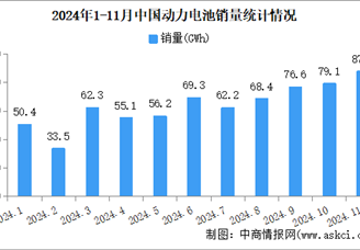 2024年11月中国动力电池产销情况：销量同比增长29.7%（图）