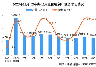 2024年11月全国粗钢产量数据统计分析