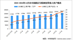 2024年1-11月中國通信業(yè)固定互聯(lián)網(wǎng)接入用戶及5G移動電話用戶分析（圖）