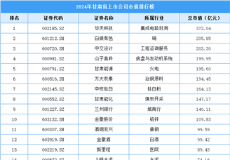 2024年甘肅省上市公司市值排行榜（附榜單）