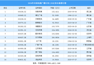 2024年中国电视广播行业上市企业市值排行榜（附榜单）