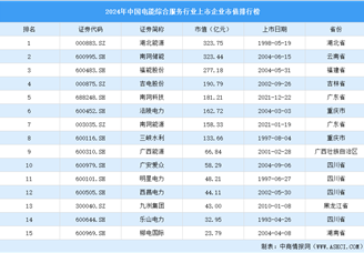 2024年中国电能综合服务行业上市企业市值排行榜（附榜单）