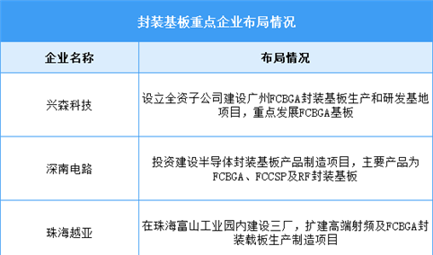 2025年中国封装基板市场规模及重点企业预测分析（图）