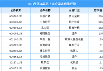 2024年黑龙江省上市公司市值排行榜（附榜单）