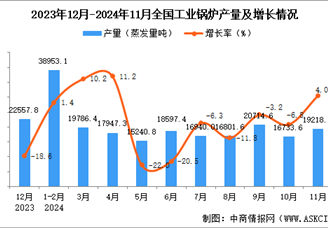 2024年11月全国工业锅炉产量数据统计分析