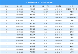 2024年中国综合行业上市公司市值排行榜（附榜单）