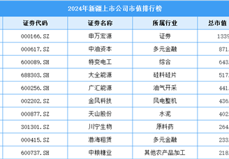 2024年新疆上市公司市值排行榜（附榜单）