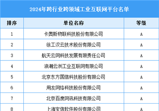 2024年跨行業跨領域工業互聯網平臺名單（附名單）